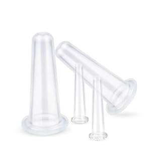 Protable siliconen gezichtscupping set, gezicht en oog cupping massage set, natuurlijke huidverzorging beauty tool voor anti-rimpel anti-aging (wit) 4 stuks per verpakking