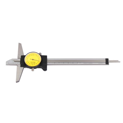 Dial Depth Gauge Caliper with Fine Adjustment, 0-150mm Range, 0.02mm Graduation, +/-0.02mm Accuracy (150mm)