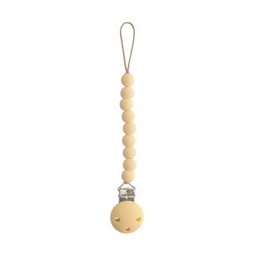 Image of mushie 100% Silicone Baby Pacifier Clip BPA Free | Hera (Pale Yellow)