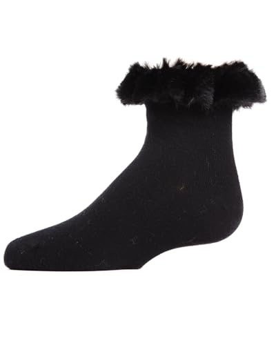 Image of MeMoi Faux-Fur Cuff Cotton Blend Anklet Socks