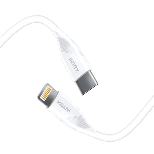 Image of Intex Speed Pro 27W Type-C to Lightning Fast Charging Cable with 480 Mbps Data Transfer, Tangle-Free Cable For iPhone 14,13, 12,11, 8, 7, 6, 5, Ipad, Macbook, Imac, Airpods and Other Devices - White