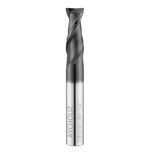1/8" Tungsten Carbide Square End Mill 2 Flute Micro Grain Milling Bits Set,AlTiN Coating,for Milling Alloy Steels,Cast Iron,Carbon Steel