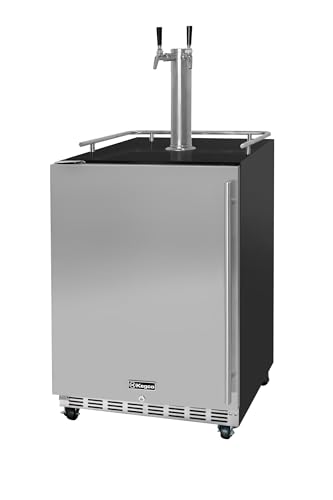 Image of Kegco Kegerator 24 inch Wide Dual Tap Black /Stainless Steel Commercial Beer Dispenser HK38BSC-L-2