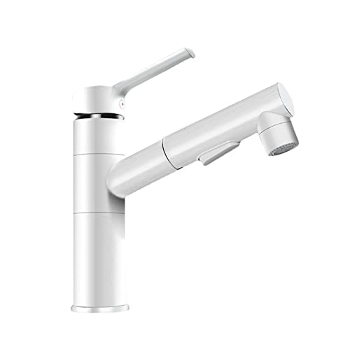 Grifo de baño extraíble, grifo monomando para lavabo de baño, grifo de lavado a mano, rotación de 180°, blanco
