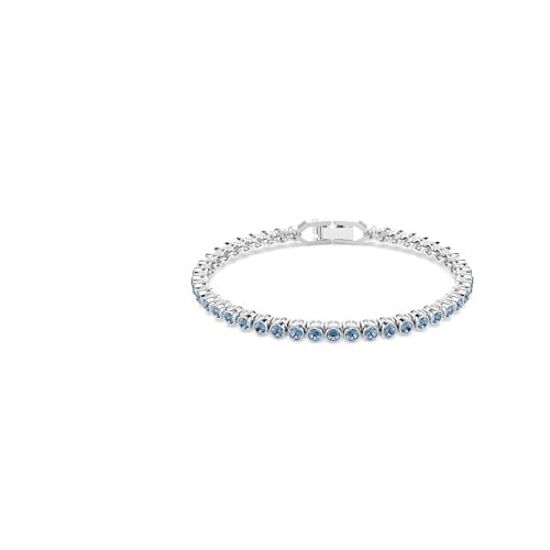 Swarovski Imber Emily Tennis bracelet, Round cut, Blue, Rhodium finish