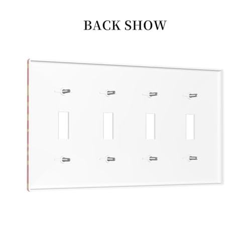 Decorative Switch Plate Covers Red Background with Golden Spiderweb Spider 4 Gang Light Switch Cover Plate Quad Toggle Wall Plate Light Switch Covers for Bedroom Home Decor