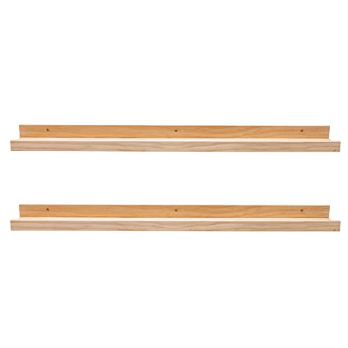 AZSKY Floating Shelves Wall Mounted Set of 2 Natural Wood Picture Shelves Wall Shelves for Bedroom Bathroom Living Room Kitchen Laundry Room Storage & Decoration 24 Inch