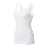 EUYZOU Women's Tummy Control Shapewear Tank Tops - Seamless Body Shaper Compression Top - White L