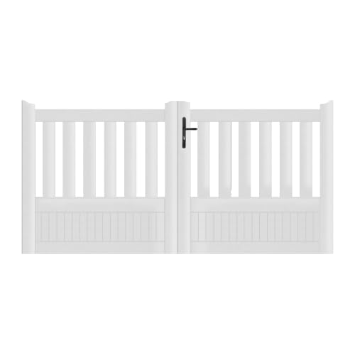 Gefradis Portail battant PVC Largeur 300 cm x Hauteur 125 cm Semi ajouré Etretat Fabrication française