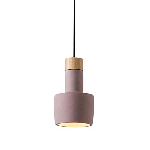 Lámpara colgante pequeña para techos bajos con juego ajustable y pantalla de madera
