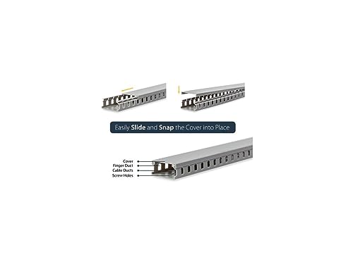 StarTech 5.6 pies Gestión de Cables para Rack de Servidor, TAA (AD105X1) | Canaleta Abierta 2in x 1in para Redes y Datos con Cubierta miniatura 4