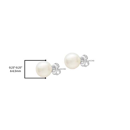 925 Sterling Silver AAA Freshwater Cultured Pearl Classic Solitaire Stud Earrings - Choice of Pearl Size2