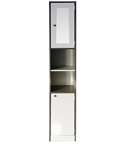 VDD Armario con columnas para cuarto de baño o pasillo, con espejo, 180 cm de alto