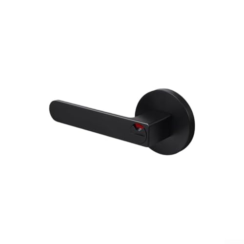 Jonikuper Cerradura de puerta de baño con indicador de ocupación rojo y verde, manija de puerta de baño, cerradura de manija de lengüeta única, fácil instalación (negro)