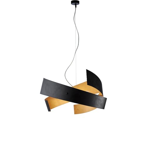 Suspension Elisa en fer noir et or antique avec découpe laser chic