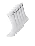 Jack & Jones Men's Jacbasic Logo 5 Pack Tennis Socks, White, One Size UK
