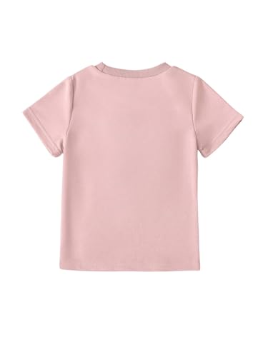 OYOANGLE Girl's 3D Flower Bow Knot Short Sleeve Round Neck T Shirt Soft Breathable Casual Tee Shirts2