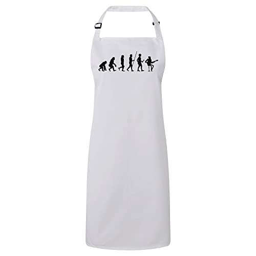 Tablier cuisine blanc motif Banjo : idéal pour vos barbecues et soirées country