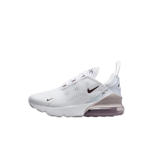 Nike Air Max 270 Little Kids' Shoe (AO2372-119, White/Platinum Violet/Burgundy Crush) Size 13