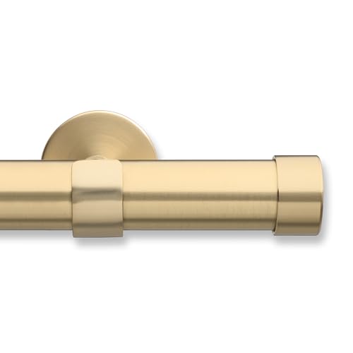 MODE Cambria® Designer Series - Premium 8 foot Custom Curtain Rod - 1-1/8 inch Large Diameter - Non-Adjustable for a Seamless Look - Premium Designer Brackets and End Caps - Brushed Gold Finish