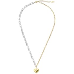 GAVU Collar de Perlas para Mujer con Cadena de Acero Inoxidable Chapado en Oro y Colgante Corazón