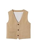 Ouverture boutonnée devant VERTBAUDET Veste sans manches de cérémonie garçon en coton/lin beige 5A