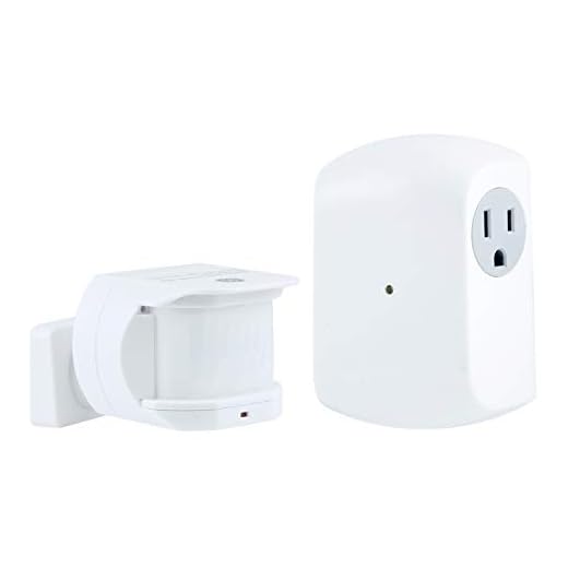 GE, White, Wireless Motion-Sensing Control Transmitter with 1 Grounded Outlet Receiver, 30ft. Detection Range, Off after 10 Mins, for Lamps and Other Indoor Lighting, 12751, Sensor Switch