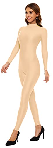Image of Kepblom Womens Turtleneck Long Sleeve Dance Unitard One Piece Full Bodysuit Costumes
