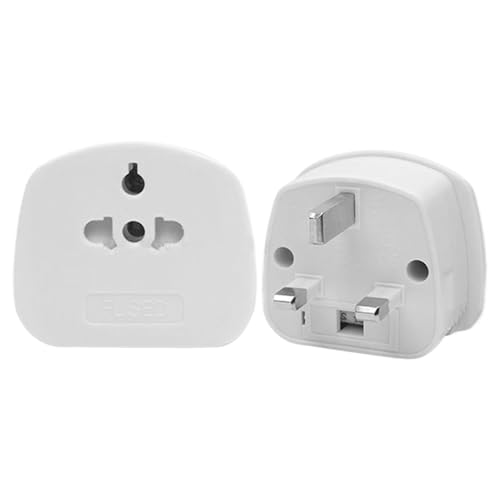 Yaztauho Adaptador de Enchufe Viajero | 2 Piezas de Cable de Carga y Toma de Corriente | Convertidor Internacional Estándar UK con Fusible de 13A para Portátiles Cámaras Teléfonos Móviles Viajes