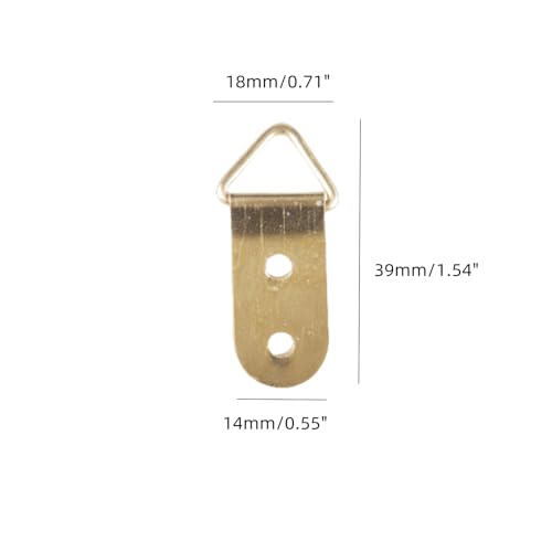 Image of dophee 50Pcs Triangle D-Ring Picture Frame Hangers with Screws for Hanging Display Paintings Clock Artwork Picture Frame Hook Photos Home Decoration 1.54 inchx0.71 inch - Gold
