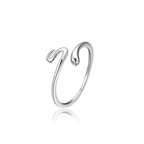 Cool Snake Rings 925 Sterling Silver for Women Simple Animal Stackable Knuckle Adjustabe Finger Rings For Men