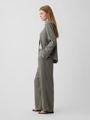 Image of Gap Womens Wide Leg Linen Pull on Pant