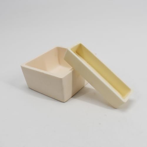 Alumina Rectangular Crucible for High-Temperature Lab Use – Oxide Ceramic Assay Crucible, Thermal Resistant Labware (100 x 100 x 40 mm)