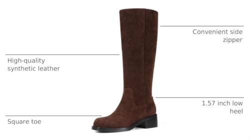 Image of ZJA Knee High Boots Women,Square Toe Chunky Block Low Heel Tall