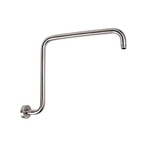 PHASAT S Shaped Shower Arm, 17 Inches High Rise Shower Arm with Flange,Shower Head Extension Arm Replacement,Shower Arm Extension Brushed Nickel,PU9L02 Cover