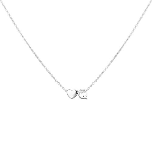 Glimmerst Heart Initial Necklace for Women Stainless Steel Tiny Heart Letter Necklace Personalized Name Necklace Q
