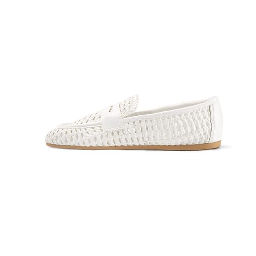 Image of Woven Penny Loafers for Women Slip On Loafers Shoes Dressy Casual Comfort Woven Closed Round Toe Flats Shoes Moccasins Work Office Church Daily Walking Business