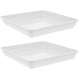 VALICLUD Lot de 2 Pots de Fleurs Carrés Bac de Récupération d'eau en Plastique 60 X 60 CM Cuisine et Rebord de Fenêtre