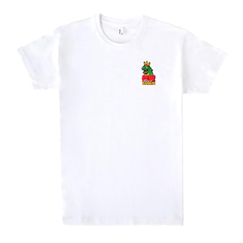 Pampling Camiseta de Manga Corta Estampada, 100% Algodón, Doble Impresión, Ropa Unisex para Hombre y Mujer, Serigrafiada con Cuello Redondo y Corte Recto, Color Blanco (King of Ramen, L)