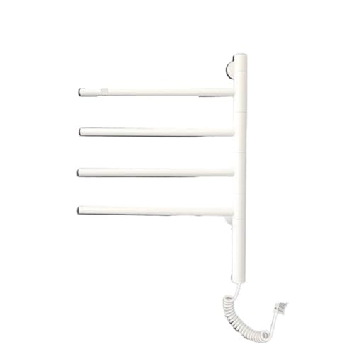 AYCDL Calentadores de toallas giratorios de 180° de acero inoxidable sin perforaciones, WiFi, eléctrico, toallero de calefacción para baño, tubo de acero 304, color blanco, estándar 4 varillas
