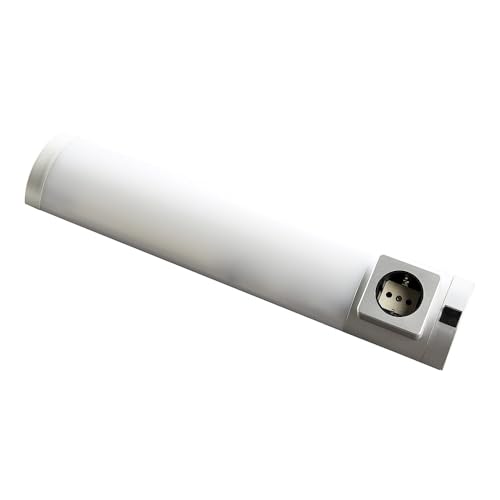 LED Unterbauleuchte DETMOLD, 44,9cm, 5W, 4000K, 250lm, IP20, mit Steckdose 1-fach, mit Ein-/Auschalter, weiß
