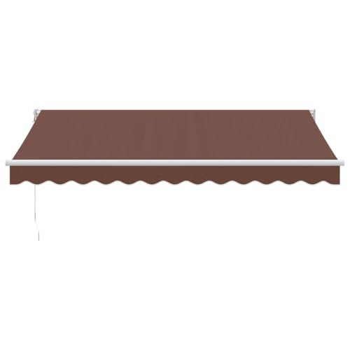 Auvent rétractable manuel marron 350x250cm avec manivelle réglable - 4