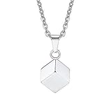 NINMQCFVG Collares simples en forma de cubo 3D para hombres y niños, joyería impermeable de acero inoxidable con colgantes cuadrados y elegantes