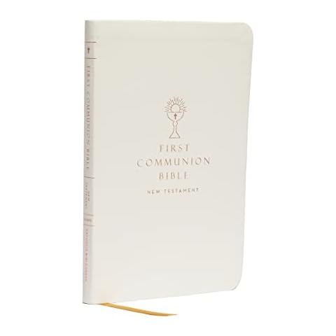 NABRE, New American Bible, Revised Edition, Catholic Bible, First Communion Bible: New Testament, Leathersoft, White: Holy Bible Cover