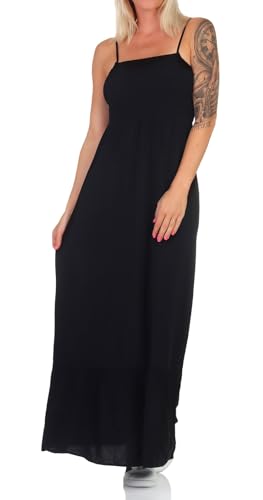 VERO MODA Damen Viskose Maxi Kleid VMEasy Joy Singlet Smock langes Trägerkleid 10307999 Black S