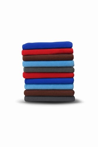 Image of Premium 350 GSM Microfiber car Cleaning Cloth (Pack of 10) | absorbant Microfiber Cloth| car and Bike Washing and Cleaning Multipurpose Micro Fiber Cloths (Multicolour)