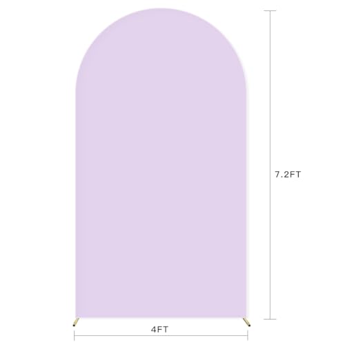 Image of MLMC 7.2FT Lilac Arch Backdrop Cover Fitted Spandex Backdrop Stand Cover Stretchy Round Top Chiara Arch Cover for Baby Shower Birthday Party Wedding Ceremony Photography Background Decor 7.2x4FT