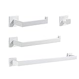 Fixe : fixé au mur. NATWEE Ensemble d\'accessoires de matériel de Salle de Bain Blanc 4 pièces patère Murale Porte-Papier hygiénique Porte-Serviettes Porte-Serviettes It\'s So Kind of You