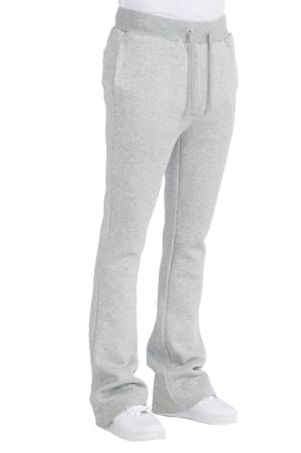 WEIV GEAR Men's Cotton Tech Fleece Sweatpants Open Bottom with Pockets Drawstring Stacked Flared Sweatpants