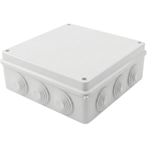 Lumonic Verteilerdose Aufputz IP65 Weiß | extra groß, 200x200x80mm, 12 Kabeleinführungen | Deckel verschraubt | Hochwertiges PVC | Großer Innenraum für Hutschienen, Klemmblöcke und Aktoren